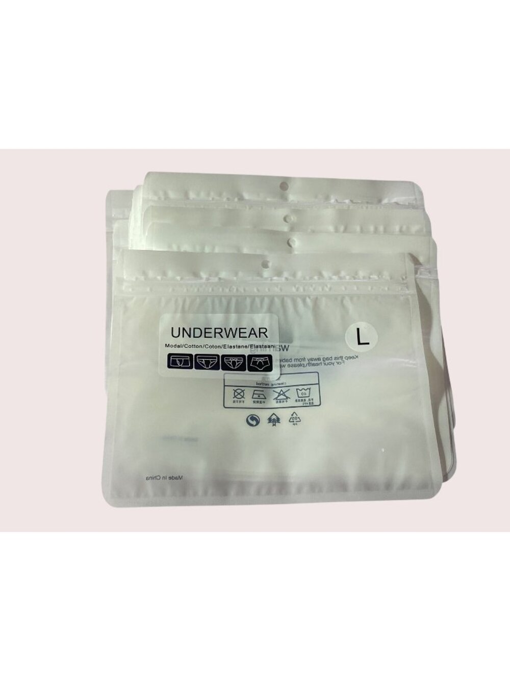 Lot of 20 Plastic Zip Seal Bags Printed With Wording  Underwear L Cotton Resale